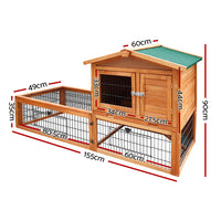 Thumbnail for i.Pet Rabbit Hutch Chicken Coop 155cm Tall Wooden Pet Hutch