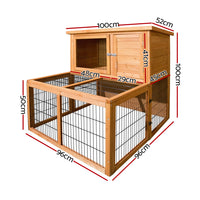 Thumbnail for i.Pet Rabbit Hutch Wooden Pet Chicken Coop 100cm Tall