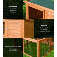 Thumbnail for i.Pet Rabbit Hutch Wooden Pet Chicken Coop 100cm Tall