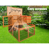 Thumbnail for i.Pet Rabbit Hutch Wooden Pet Chicken Coop 100cm Tall