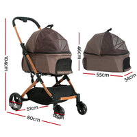 Thumbnail for i.Pet Pet Stroller Dog Pram Large Cat Carrier Travel Pushchair Foldable 4 Wheels