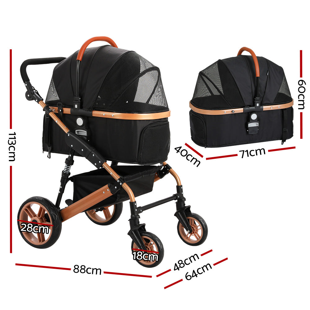 i.Pet Pet Dog Stroller Pram Large Cat Carrier Travel Pushchair Foldable 4 Wheels