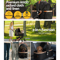 Thumbnail for i.Pet Pet Dog Stroller Pram Large Cat Carrier Travel Pushchair Foldable 4 Wheels