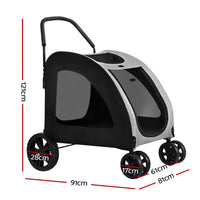 Thumbnail for i.Pet Pet Dog Stroller Pram Large Carrier Cat Travel Foldable Strollers 4 Wheels