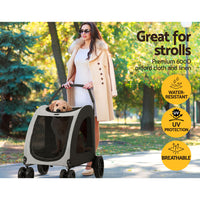 Thumbnail for i.Pet Pet Dog Stroller Pram Large Carrier Cat Travel Foldable Strollers 4 Wheels