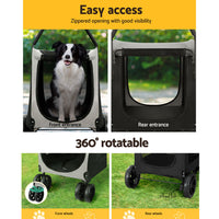 Thumbnail for i.Pet Pet Dog Stroller Pram Large Carrier Cat Travel Foldable Strollers 4 Wheels