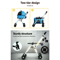 Thumbnail for i.Pet Pet Stroller Dog Pram Large Cat Carrier Travel Foldable 4 Wheels Double