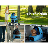 Thumbnail for i.Pet Pet Stroller Dog Pram Large Cat Carrier Travel Foldable 4 Wheels Double