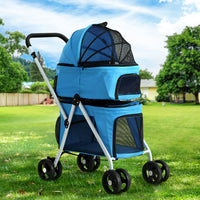 Thumbnail for i.Pet Pet Stroller Dog Pram Large Cat Carrier Travel Foldable 4 Wheels Double