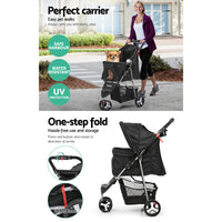 Thumbnail for i.Pet 3 Wheel Pet Stroller - Black