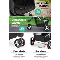 Thumbnail for i.Pet 3 Wheel Pet Stroller - Black