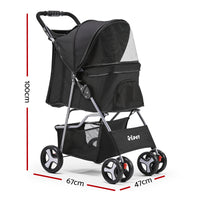 Thumbnail for i.Pet 4 Wheel Pet Stroller - Black