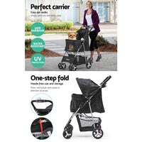 Thumbnail for i.Pet 4 Wheel Pet Stroller - Black