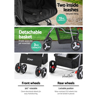 Thumbnail for i.Pet 4 Wheel Pet Stroller - Black