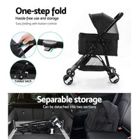 Thumbnail for i.Pet Pet Stroller Dog Carrier Foldable Pram 3 IN 1 Middle Size Black