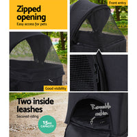 Thumbnail for i.Pet Pet Stroller Dog Carrier Foldable Pram 3 IN 1 Middle Size Black