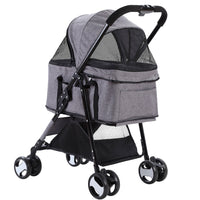 Thumbnail for i.Pet Pet Stroller Dog Carrier Foldable Pram 3 IN 1 Middle Size Grey