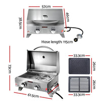 Thumbnail for Grillz Portable Gas BBQ LPG Oven Camping Cooker Grill 2 Burners Stove Outdoor