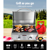 Thumbnail for Grillz Portable Gas BBQ LPG Oven Camping Cooker Grill 2 Burners Stove Outdoor