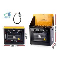 Thumbnail for Devanti 3 Burner Portable Oven - Black & Yellow