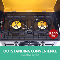 Thumbnail for Devanti 3 Burner Portable Oven - Black & Yellow