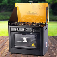 Thumbnail for Devanti 3 Burner Portable Oven - Black & Yellow