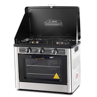 Thumbnail for Devanti 3 Burner Portable Oven - Silver & Black