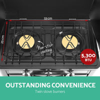 Thumbnail for Devanti 3 Burner Portable Oven - Silver & Black