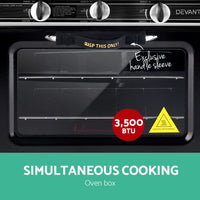 Thumbnail for Devanti 3 Burner Portable Oven - Silver & Black