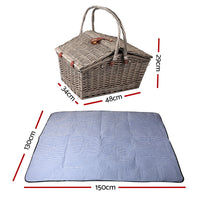 Thumbnail for Alfresco 4 Person Picnic Basket Deluxe Baskets Outdoor Insulated Blanket