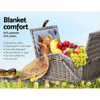 Thumbnail for Alfresco 4 Person Picnic Basket Deluxe Baskets Outdoor Insulated Blanket