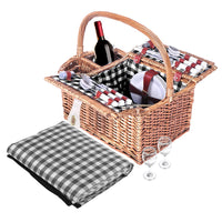 Thumbnail for Alfresco 4 Person Picnic Basket Set Basket Outdoor Insulated Blanket Deluxe