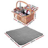 Thumbnail for Alfresco 4 Person Picnic Basket Set Basket Outdoor Insulated Blanket Deluxe