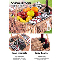 Thumbnail for Alfresco 4 Person Picnic Basket Set Basket Outdoor Insulated Blanket Deluxe