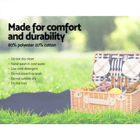 Thumbnail for Alfresco 4 Person Picnic Basket Wicker Set Baskets Outdoor Insulated Blanket Navy