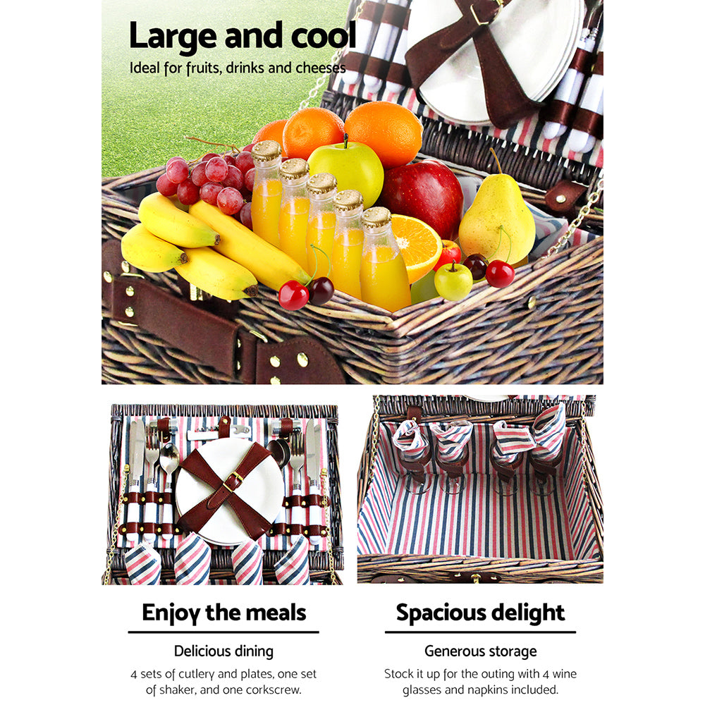 Alfresco 4 Person Picnic Basket Baskets Deluxe Outdoor Corporate Gift Blanket