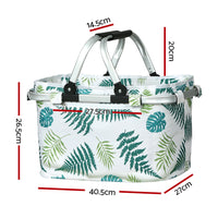 Thumbnail for Alfresco Picnic Bag Basket Folding Hamper Camping Hiking Insulated White