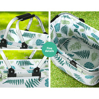 Thumbnail for Alfresco Picnic Bag Basket Folding Hamper Camping Hiking Insulated White