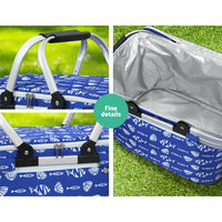 Thumbnail for Alfresco Large Folding Picnic Bag Basket Hamper Camping Hiking Insulated Lunch Cooler