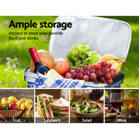 Thumbnail for Alfresco Large Folding Picnic Bag Basket Hamper Camping Hiking Insulated Lunch Cooler