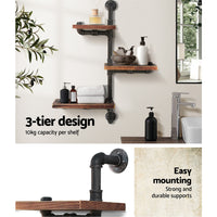 Thumbnail for Artiss Display Shelves Bookshelf Pipe Shelf Rustic Industrial Floating Wall Shelves DIY Brackets