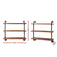 Thumbnail for Artiss Display Wall Shelves Industrial DIY Pipe Shelf Brackets Rustic Bookshelf