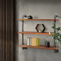 Thumbnail for Artiss Display Wall Shelves Industrial DIY Pipe Shelf Brackets Rustic Bookshelf