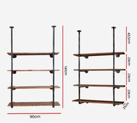 Thumbnail for Artiss Wall Display Shelves Industrial Bookshelf DIY Pipe Shelf Rustic Brackets