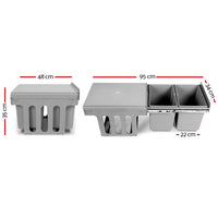 Thumbnail for Cefito 2x15L Pull Out Bin - Grey
