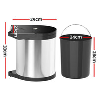 Thumbnail for Cefito Kitchen Swing Out Pull Out Bin Stainless Steel Garbage Rubbish Can 12L