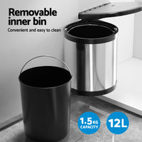 Thumbnail for Cefito Kitchen Swing Out Pull Out Bin Stainless Steel Garbage Rubbish Can 12L