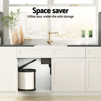 Thumbnail for Cefito Kitchen Swing Out Pull Out Bin Stainless Steel Garbage Rubbish Can 12L