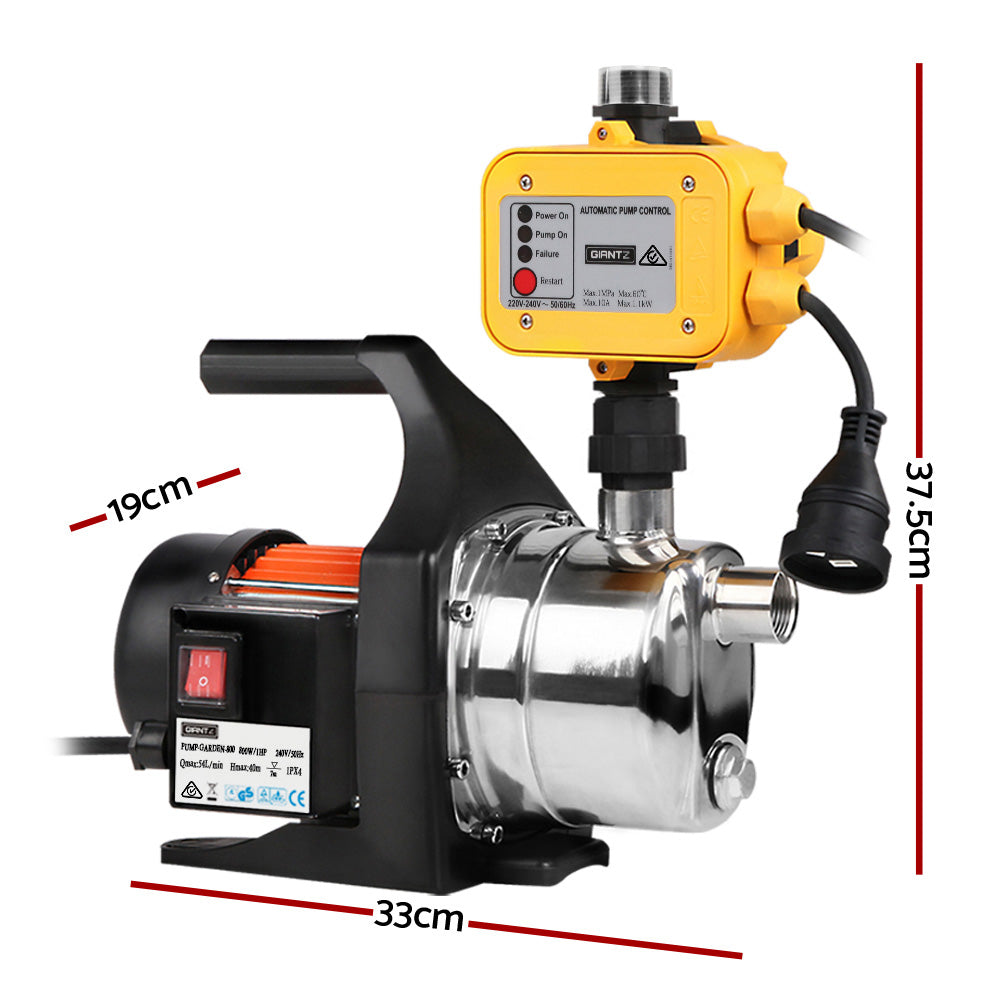 Giantz Garden Water Jet Pump High Pressure 1100W Tank Rain Farm Irrigation Yellow