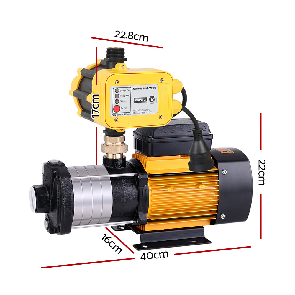 Giantz Multi Stage Water Pump Pressure Rain Tank Garden Farm House Irrigation 2000W Yellow Controller